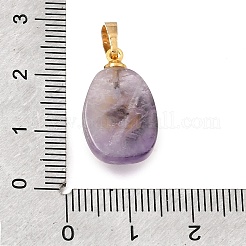 天然石アメジストペンダント  真鍮の太陽が付いたティアドロップチャーム  ゴールドカラー  21x12x6mm  穴：6.5x3.5mm&nbsp;G-T151-03A