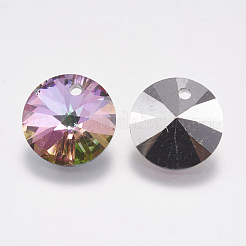 カット加工ガラスラインストーンチャーム  模造オーストリアのクリスタル  コーン  火山  8x4mm  穴：1mm&nbsp;RGLA-F049-8mm-001VO