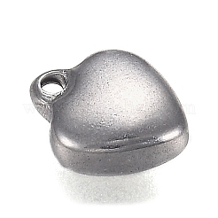 変色しにくい304ステンレススチールチャーム  ハート  ステンレス鋼色  7.5x6x2.5mm  穴：0.9mm&nbsp;STAS-I166-13A