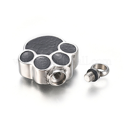 304ステンレスペンダント  エナメル  香水瓶  犬の手のひら  ステンレス鋼色  25.5x19x6mm  穴：4mm&nbsp;STAS-L237-05P