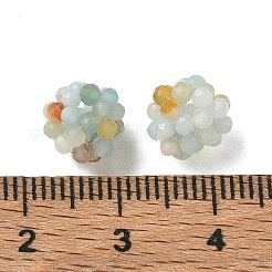 天然の花のアマゾナイト織りビーズ  クラスタビーズ  多面カット  ラウンド  8~9mm  穴：1.6mm&nbsp;GG-CBA2E9C-F24-01