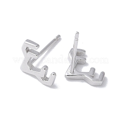 女性用スターリングシルバースタッドピアス925個  鹿  プラチナ  7x10mm&nbsp;EJEW-K303-03P