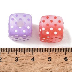 印刷されたアクリルヨーロッパのビーズ  大穴ビーズ  点付き立方体  ミックスカラー  15x15x15mm  穴：4.5mm&nbsp;AC-CBA4EF4-07