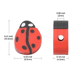 100個の手作りポリマークレイビーズ  てんとう虫  レッド  10.5x8.5x4.5mm  穴：2mm&nbsp;CLAY-CJ0001-67