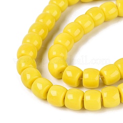 オペークガラスビーズ連売り  コラム  きいろ  9.5~10x8mm  穴：1~1.2mm  約45~49個/連  14.17~16.14インチ（36~41cm）&nbsp;GLAA-Q106-02A-B05