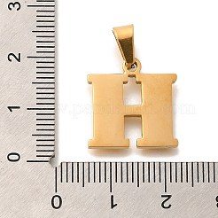 イオンプレーティング（IP）304ステンレススチールラインストーンペンダント  201ステンレススチール製アイスピックピンチベイル付き  文字h  17~19x10.5~18x2mm  穴：6.5x3.5mm&nbsp;STAS-U035-01G-H