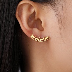 304ステンレススチールスタッドピアス  猫  ゴールドカラー  24x8mm&nbsp;LS-EJEW-H095-03G