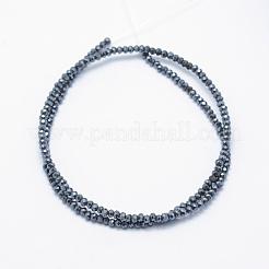 電気メッキガラスビーズセット  フル虹メッキ  多面カット  ロンデル  ダークスレートグレー  2.5x2mm  穴：0.5mm  約150~160個/連  30~35cm&nbsp;EGLA-J144-FR-A04