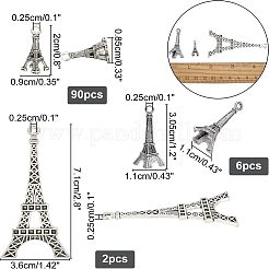 98個3スタイルチベットスタイルアロイペンダント  タワー  アンティークシルバー  20~30x9~12x2.5~12mm  穴：2.5~4mm&nbsp;TIBEP-NB0001-28