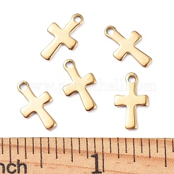 イオンプレーティング（IP）304ステンレススチール製小さなクロスチャーム  ゴールドカラー  12x7x1mm  穴：1.2mm&nbsp;X-STAS-E104-34G