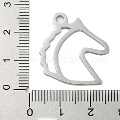 変色しない304ステンレススチールペンダント  レーザー切断  ステンレス鋼色  馬  23x24x1mm  穴：3mm&nbsp;STAS-B056-13P-01
