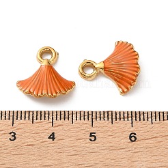 304ステンレススチールエナメルペンダント  葉のチャーム  イオンプレーティング（ip）  ゴールドカラー  オレンジ  16x15.5x3mm  穴：2.1mm&nbsp;SA-L002-17G-01