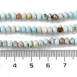 天然石ハウライトビーズ連売り  染め  多面カット  ロンデル  淡いターコイズ  4.5x3mm  穴：0.8mm  約123~127個/連  15.24~15.55''（38.5~39.5センチメートル）&nbsp;G-H025-03C-09