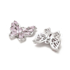 ガラスチャーム  真鍮パーツ  蝶  プラチナメッキ  14x16x3mm  穴：1.4mm&nbsp;KK-P260-11P-02