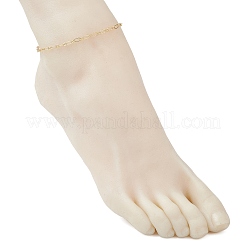 女性用真鍮製オーバルフィガロチェーンアンクレット  ゴールドカラー  9インチ（228mm）&nbsp;AJEW-AN00757