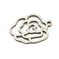 変色しない201ステンレススチールペンダント  花のチャーム  レーザー切断  ステンレス鋼色  18.5x15x1mm  穴：1.5mm&nbsp;STAS-M015-02P