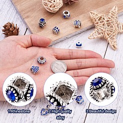 混合形状合金ガラスラインストーンヨーロッパビーズ  サファイア  10~26x9~12x1~10.5mm  穴：4.5~5mm  10個/セット&nbsp;CPDL-X0001-01B