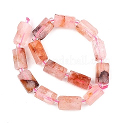 天然ヘマトイドクォーツ/鉄クォーツビーズ連売り  多面カット  コラム  シードビーズで  12x8mm  穴：1mm  約15個/連  7.68~7.87''（19.5~20センチメートル）&nbsp;G-H352-A01-04