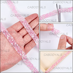 自己接着樹脂ラインストーン＆プラスチックテープ  コスチュームアクセサリー  ベルトの装飾  ピンク  12x3.5mm  1ヤード/個&nbsp;DIY-WH20081-008A