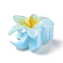 プラスチックバンスクリップ  鉄パーツ  女性の女の子のために  花  ライトスカイブルー  74x79x45mm&nbsp;OHAR-P020-08A