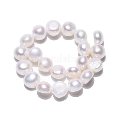 天然養殖淡水パールビーズ連売り  研磨両側  乳白色  8~9x8~10x5~7.5mm  穴：0.6mm  約21個/連  7.05~7.13''（17.9~18.1センチメートル）&nbsp;PEAR-N014-08H-01