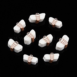 手作り樹脂粘土ビーズ  トンボ  ホワイト  5~8.5x9~11.5x4.5~5mm  穴：1.2~1.6mm&nbsp;CLAY-N010-087B-01
