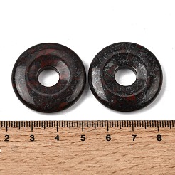 天然brecciated碧玉のペンダント  ドーナツ/円盤チャーム  30x6mm  穴：8mm&nbsp;G-A320-01A-01