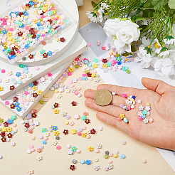 600個3スタイル不透明樹脂カボション  花  ミックスカラー  5.5~7.5x5.5~7.5x3~3.5mm  200個/スタイル&nbsp;CRES-FH0001-22