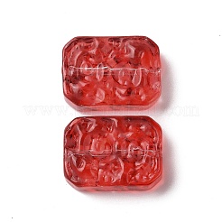 透明なスプレー塗装ガラスビーズ  長方形  ファイヤーブリック  18x13x5.5mm  穴：1.4mm&nbsp;X-GLAA-I050-08G