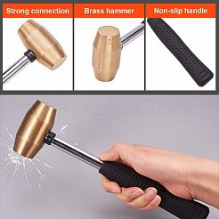 真鍮ハンマー  プラスチック製のハンドル付き  ブラック  24.5x6.55cm&nbsp;TOOL-WH0072-02