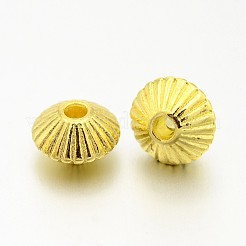 チベット風合金スペーサービーズ  鉛フリー＆カドミウムフリー  双円錐形  ゴールドカラー  7.5x4.6mm  穴：1mm&nbsp;K093Y011