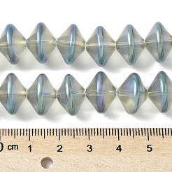 電気メッキガラスビーズセット  空飛ぶ円盤型のビーズ  ミディアムアクアマリン  14x10~10.5mm  穴：1.2~1.4mm  約60個/連  23.78''（60.4センチメートル）&nbsp;EGLA-G038-01A-FR04