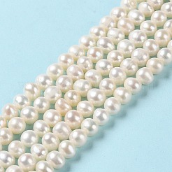 天然養殖淡水パールビーズ連売り  ラウンド  グレード3 A  ホワイトスモーク  6~7x6~7mm  穴：0.6mm  約59個/連  14.25~14.37インチ（36.2~36.5cm）&nbsp;PEAR-E018-74