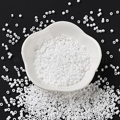 不透明色のガラスシードビーズ  シリンダー  ホワイトスモーク  2.5x2mm  穴：1.4mm&nbsp;SEED-S042-09A-02