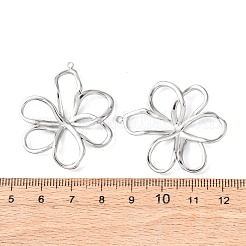 304ステンレスペンダント  中空花のチャーム  変色しない  ステンレス鋼色  38x32x4.5mm  穴：1.6mm&nbsp;STAS-A133-02A-P