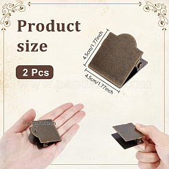 鉄製付箋クリップ2個  事務用品  正方形  アンティークブロンズ  45x45x22mm  穴：2.5mm&nbsp;OFST-WH0002-52