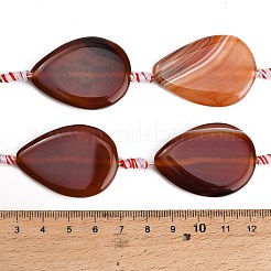 天然バンド /縞aビーズ連売り  染め＆加熱  ティアドロップ  サドルブラウン  37.5~40.5x28~28.5x7.5~8mm  穴：2.5mm  約8個/連  15.04~15.12''（38.2~38.4センチメートル）&nbsp;GG-CBAE0EB-01A-05