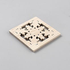 ウッドカボション  花模様の正方形  ビスク  101x101x7.5mm&nbsp;WOOD-WH0124-107