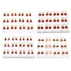 304ステンレススチールスタッドピアス  エナメル  ゴールドカラー  キノコ  7.5x7.5mm&nbsp;EJEW-F396-02A-G
