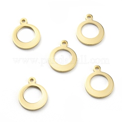真鍮製チャーム  カドミウムフリー＆鉛フリー  長持ちメッキ  リング  24KGP本金メッキ  11x9x0.8mm  穴：1mm&nbsp;KK-Z007-15G