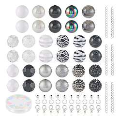 DIY ブレスレット ネックレス メイキング キット  アクリル＆レジンストライプラウンドビーズ入り  304ステンレススチール丸カン  合金の留め金  鉄端チェーン  ミックスカラー  235個/セット&nbsp;DIY-TA0004-52