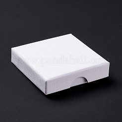 ペーパー スポンジ マット ネックレス ボックス  正方形  ホワイト  7x7x1.65cm  内径：6.3x6.3x1のCM&nbsp;OBOX-G018-01A-03