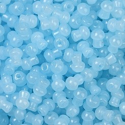 透明な色のガラスシードビーズ  キノコ  ライトスカイブルー  5.5x4.5mm  穴：1mm  4150個/ポンド&nbsp;SEED-R001-01P