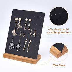 アクリル70穴イヤリングディスプレイスタンド  竹製シャーシ  長方形  ブラック  18x6x24cm&nbsp;EDIS-WH0006-13