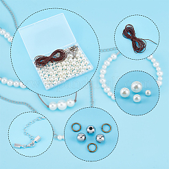 DIYイミテーションパールブレスレットネックレスメイキングキット  Abs プラスチック & ステンレス ビーズを含む  牛革レザーコード  ホワイトスモーク  ビーズ：170個/箱&nbsp;DIY-PH0009-65