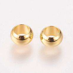 真鍮製ヨーロピアンビーズ  大穴ロンデルビーズ  カドミウムフリー＆鉛フリー  ゴールドカラー  7x4mm  穴：4.5mm&nbsp;OPDL-M001-01G