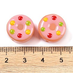 ランプワークビーズ  ドーナツ  サンゴ  15x10mm  穴：1.2mm&nbsp;LAMP-C015-01E
