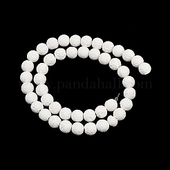 合成溶岩岩ビーズ連売り  染め  ラウンド  ホワイト  10.5mm  穴：1mm  約37個/連  15.24''（38.7センチメートル）&nbsp;G-S397-D02-10mm