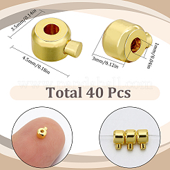 真鍮製つぶし玉カシメ玉  長持ちメッキ  ロンデル  ゴールドカラー  4.5x3.5x3mm  穴：1mm  40個/箱&nbsp;KK-SC0004-42G