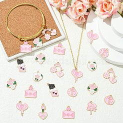 45個 9スタイル バレンタインデーテーマ 合金エナメルペンダント  ライトゴールド  混合図形  18~28x15~25x1mm  穴：1.8mm  5個/スタイル&nbsp;FIND-CJ0003-74